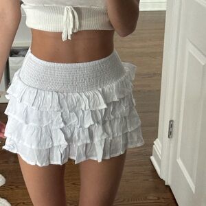 Subdued White Ruffled Mini Skirt